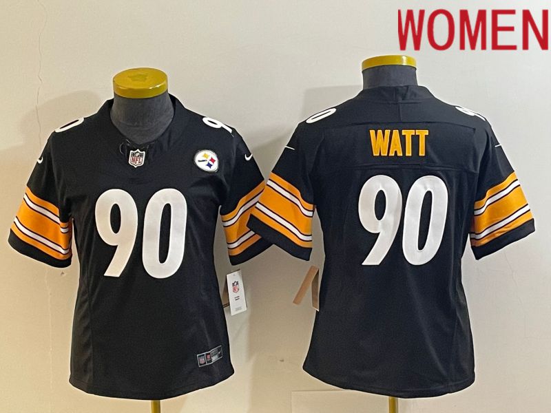 Women Pittsburgh Steelers #90 Watt Black 2023 Nike Vapor F.U.S.E. Limited NFL Jersey->denver broncos->NFL Jersey